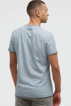 T-Shirt mit V-Neck im Vintage Look silver blue | S