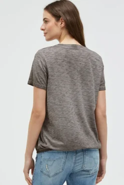 T-Shirt mit Wording Print und Elastiksaum cool khaki