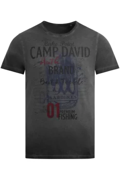 T-Shirt Oil Dyed mit Label Print black