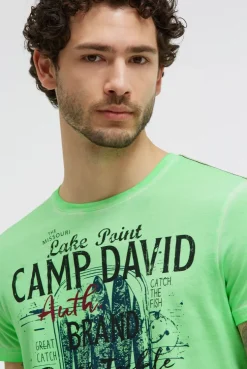 T-Shirt Oil Dyed mit Label Print neon green