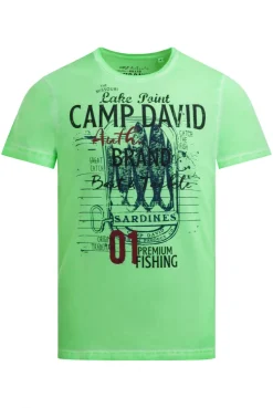 T-Shirt Oil Dyed mit Label Print neon green