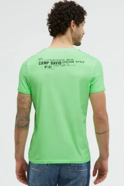 T-Shirt Oil Dyed mit Label Print neon green