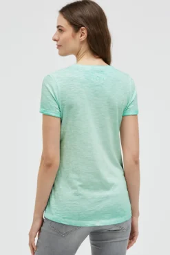 T-Shirt Oil Dyed mit Wording aus Schmucksteinen french mint