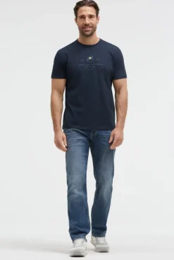 T-Shirt Relaxed Fit mit Backprint faded navy