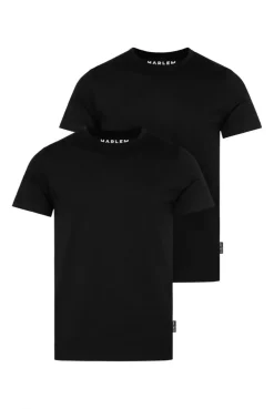 T-Shirt Rundhals, 2er-Pack black / black | XS