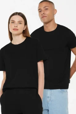 T-Shirt Rundhals, 2er-Pack black / black | XS