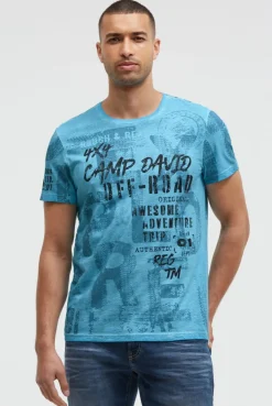 T-Shirt Rundhals mit All Over Print summer aqua