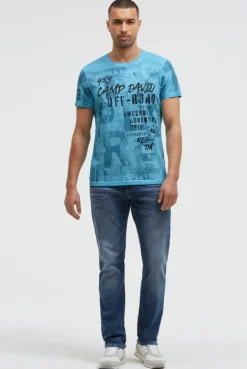 T-Shirt Rundhals mit All Over Print summer aqua