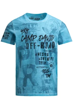 T-Shirt Rundhals mit All Over Print summer aqua