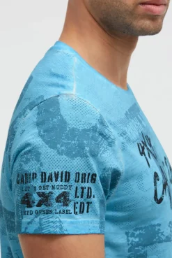 T-Shirt Rundhals mit All Over Print summer aqua
