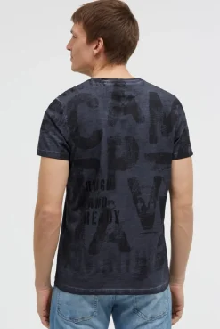 T-Shirt Rundhals mit All Over Print blue grey