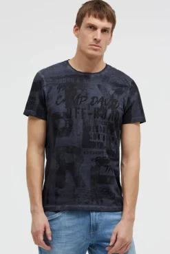 T-Shirt Rundhals mit All Over Print blue grey
