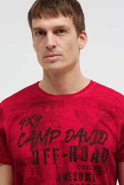 T-Shirt Rundhals mit All Over Print red orange