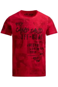 T-Shirt Rundhals mit All Over Print red orange