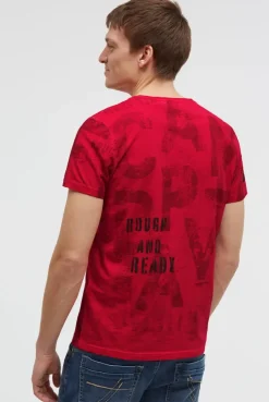 T-Shirt Rundhals mit All Over Print red orange