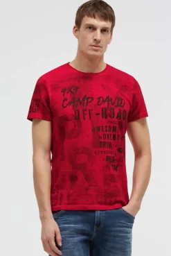 T-Shirt Rundhals mit All Over Print red orange
