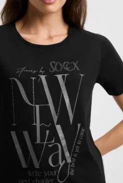 T-Shirt Rundhals mit Artwork black