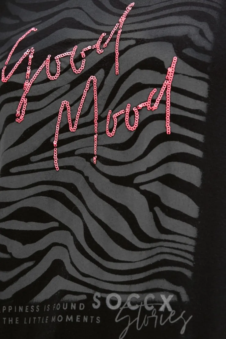 T-Shirt Rundhals mit Artwork black