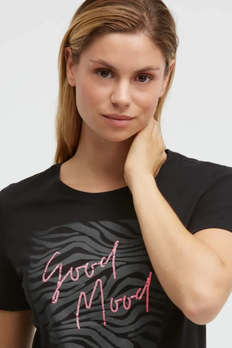 T-Shirt Rundhals mit Artwork black