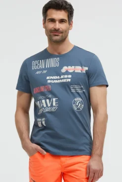 T-Shirt Rundhals mit Artwork harbour blue