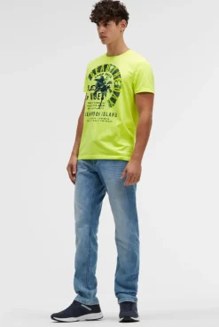 T-Shirt Rundhals mit Artwork neon lime | S