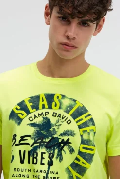 T-Shirt Rundhals mit Artwork neon lime | S