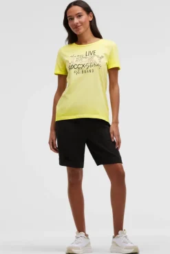 T-Shirt Rundhals mit Artwork vivid lemon