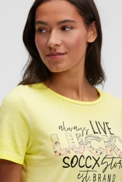 T-Shirt Rundhals mit Artwork vivid lemon