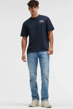 T-Shirt Rundhals mit Back-Print blue navy