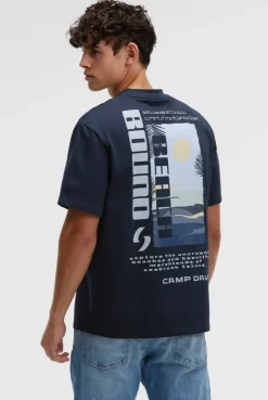 T-Shirt Rundhals mit Back-Print blue navy
