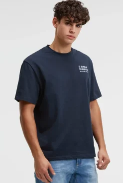 T-Shirt Rundhals mit Back-Print blue navy