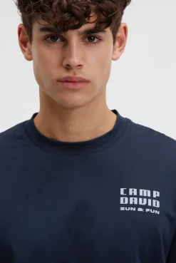 T-Shirt Rundhals mit Back-Print blue navy