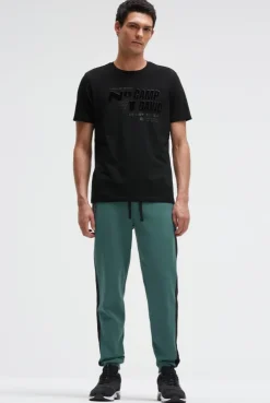 T-Shirt Rundhals mit Flockprint black | S
