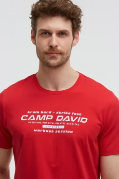T-Shirt Rundhals mit Frontprint energy red