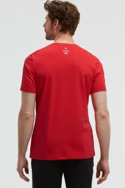 T-Shirt Rundhals mit Frontprint energy red