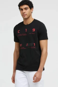 T-Shirt Rundhals mit Frontprint black