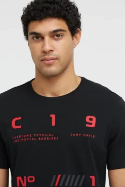T-Shirt Rundhals mit Frontprint black