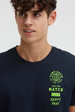 T-Shirt Rundhals mit kleinen Folienprints blue navy