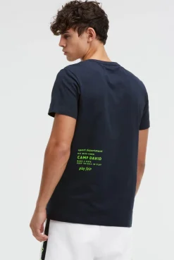 T-Shirt Rundhals mit kleinen Folienprints blue navy