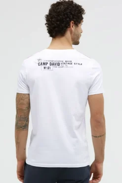 T-Shirt Rundhals mit Label Print opticwhite