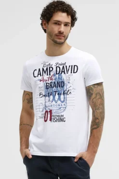T-Shirt Rundhals mit Label Print opticwhite