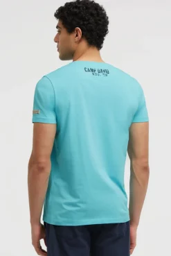 T-Shirt Rundhals mit Logo Prints aqua | S