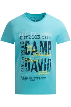 T-Shirt Rundhals mit Logo Prints aqua | S