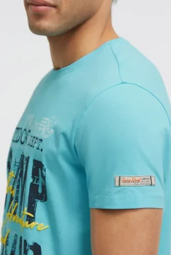 T-Shirt Rundhals mit Logo Prints aqua | S
