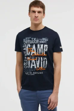 T-Shirt Rundhals mit Logo Prints blue navy