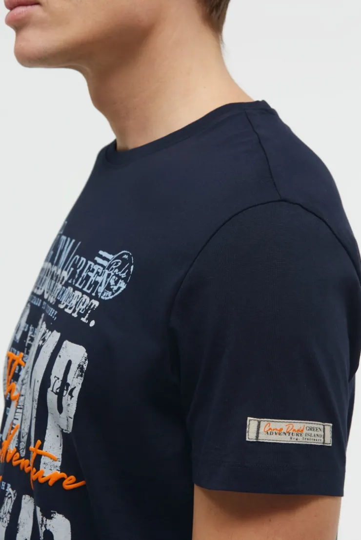 T-Shirt Rundhals mit Logo Prints blue navy