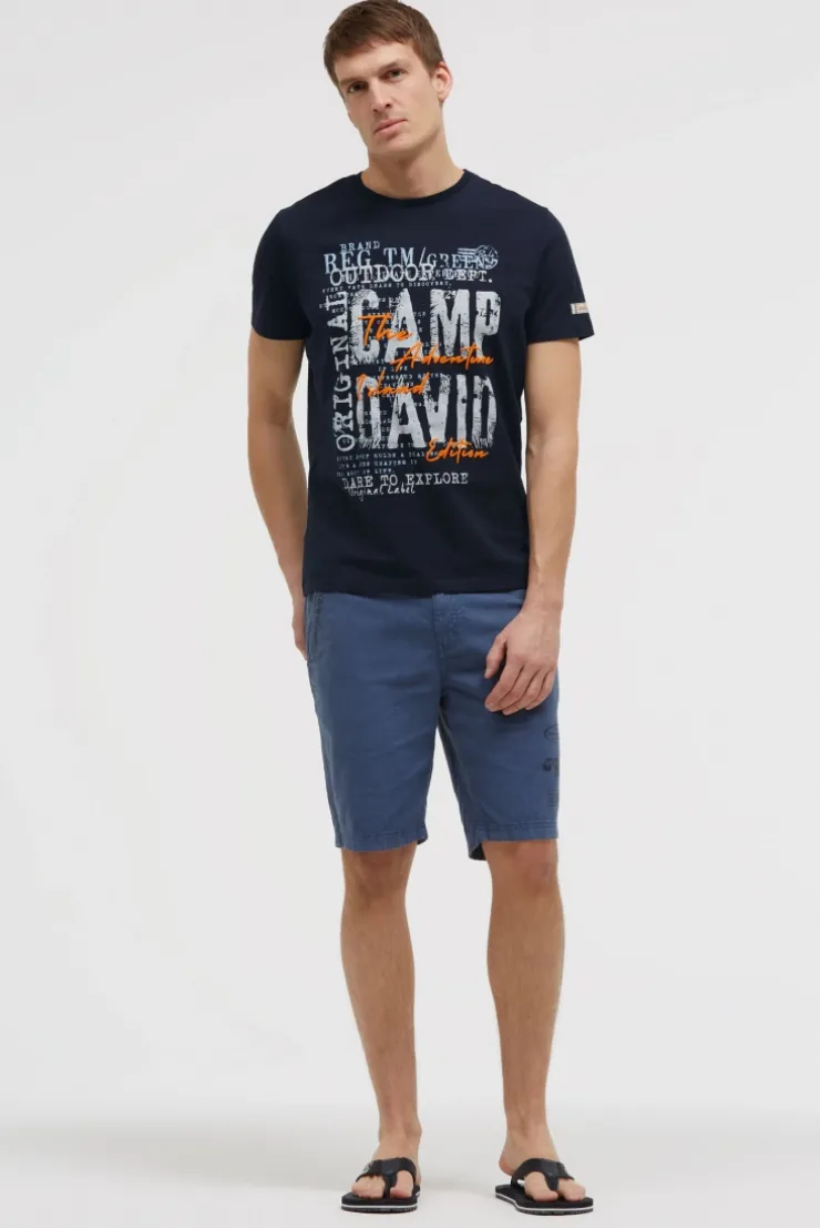 T-Shirt Rundhals mit Logo Prints blue navy
