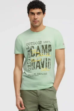 T-Shirt Rundhals mit Logo Prints light mint