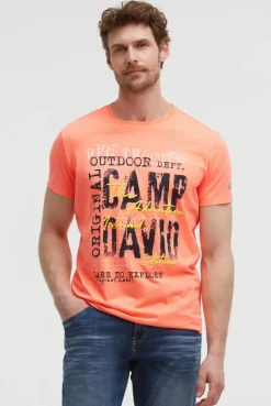 T-Shirt Rundhals mit Logo Prints neon flame