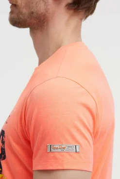 T-Shirt Rundhals mit Logo Prints neon flame